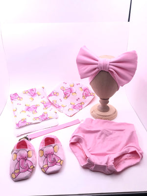 Pink Elephant Baby Set