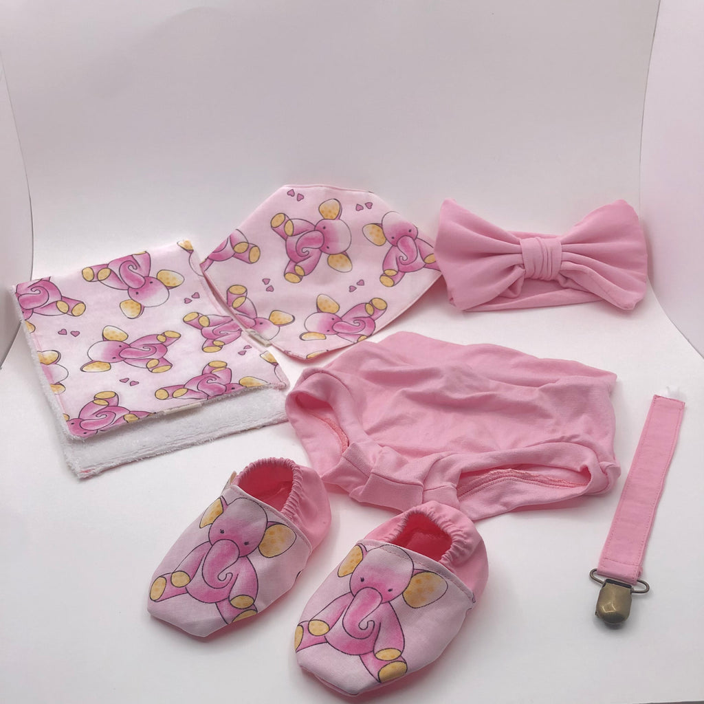 Pink Elephant Baby Set